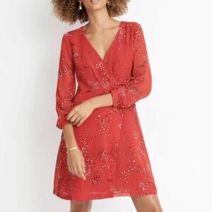 NWT Madewell Hazelwood Wrap-Front Mini Dress in Windswept Floral Size 14